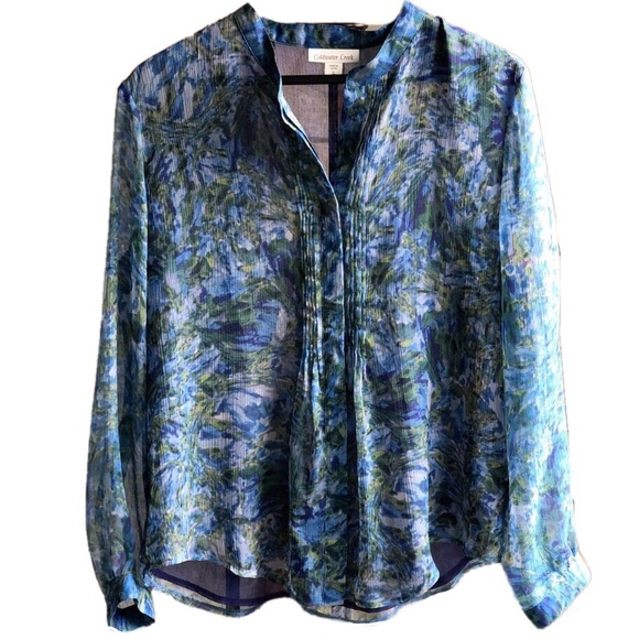 Coldwater Creek Tops - Coldwater Creek | Long Sleeve Button Sheer Blouse